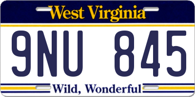 WV license plate 9NU845