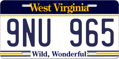 WV license plate 9NU965