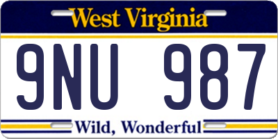 WV license plate 9NU987