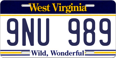 WV license plate 9NU989