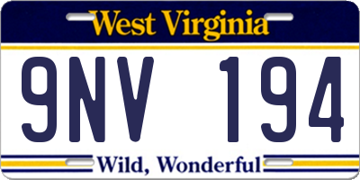 WV license plate 9NV194
