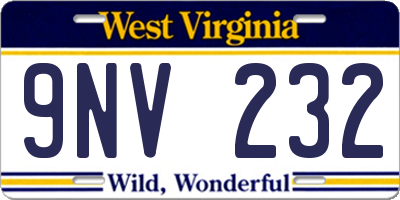 WV license plate 9NV232