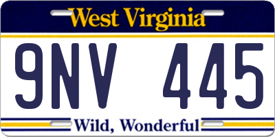 WV license plate 9NV445