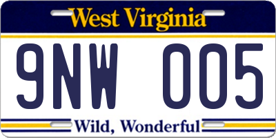 WV license plate 9NW005