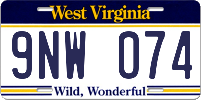 WV license plate 9NW074
