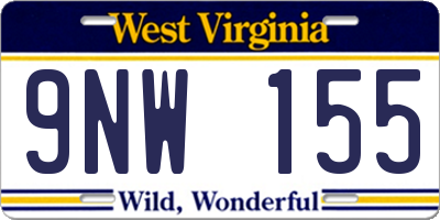 WV license plate 9NW155