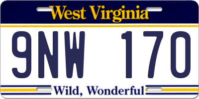 WV license plate 9NW170