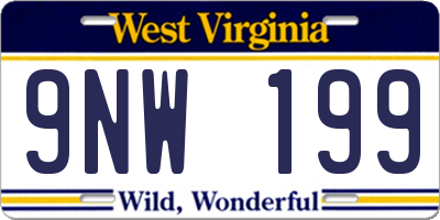 WV license plate 9NW199