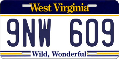 WV license plate 9NW609