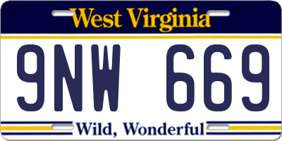 WV license plate 9NW669