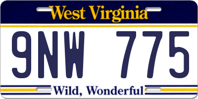 WV license plate 9NW775