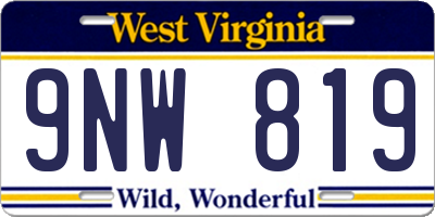 WV license plate 9NW819