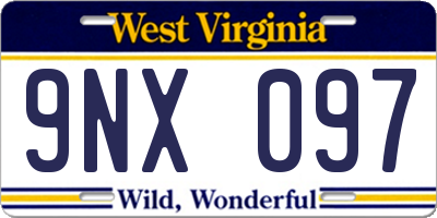 WV license plate 9NX097