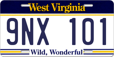 WV license plate 9NX101
