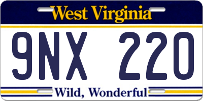 WV license plate 9NX220
