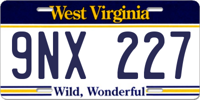 WV license plate 9NX227