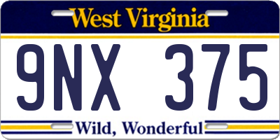 WV license plate 9NX375
