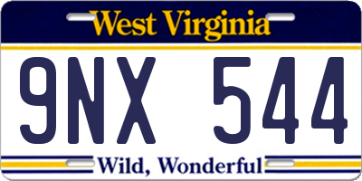 WV license plate 9NX544
