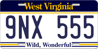 WV license plate 9NX555
