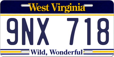 WV license plate 9NX718