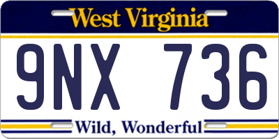 WV license plate 9NX736