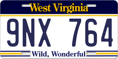 WV license plate 9NX764