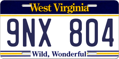 WV license plate 9NX804