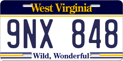WV license plate 9NX848