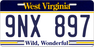 WV license plate 9NX897