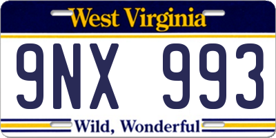 WV license plate 9NX993