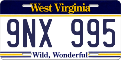 WV license plate 9NX995