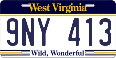 WV license plate 9NY413