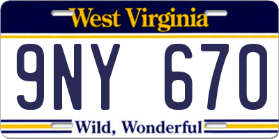WV license plate 9NY670