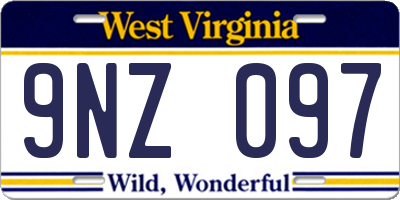 WV license plate 9NZ097