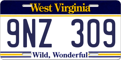 WV license plate 9NZ309