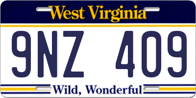 WV license plate 9NZ409