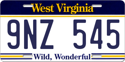 WV license plate 9NZ545