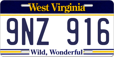 WV license plate 9NZ916
