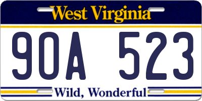WV license plate 9OA523