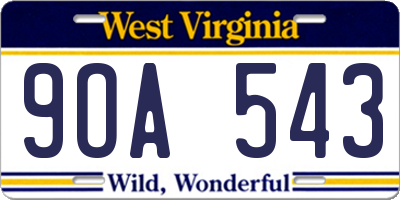 WV license plate 9OA543