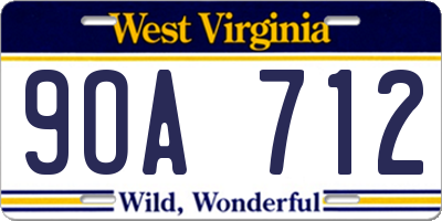 WV license plate 9OA712