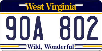 WV license plate 9OA802