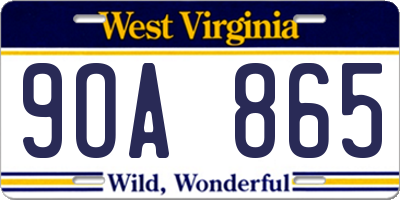 WV license plate 9OA865