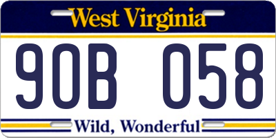 WV license plate 9OB058