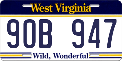WV license plate 9OB947
