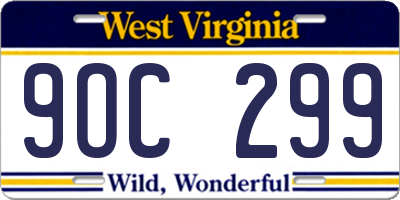 WV license plate 9OC299