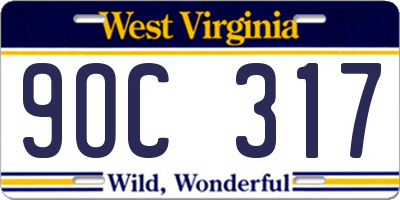 WV license plate 9OC317