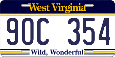 WV license plate 9OC354