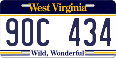 WV license plate 9OC434