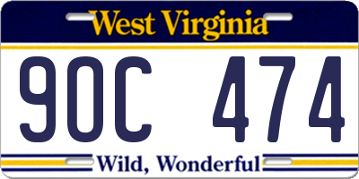 WV license plate 9OC474